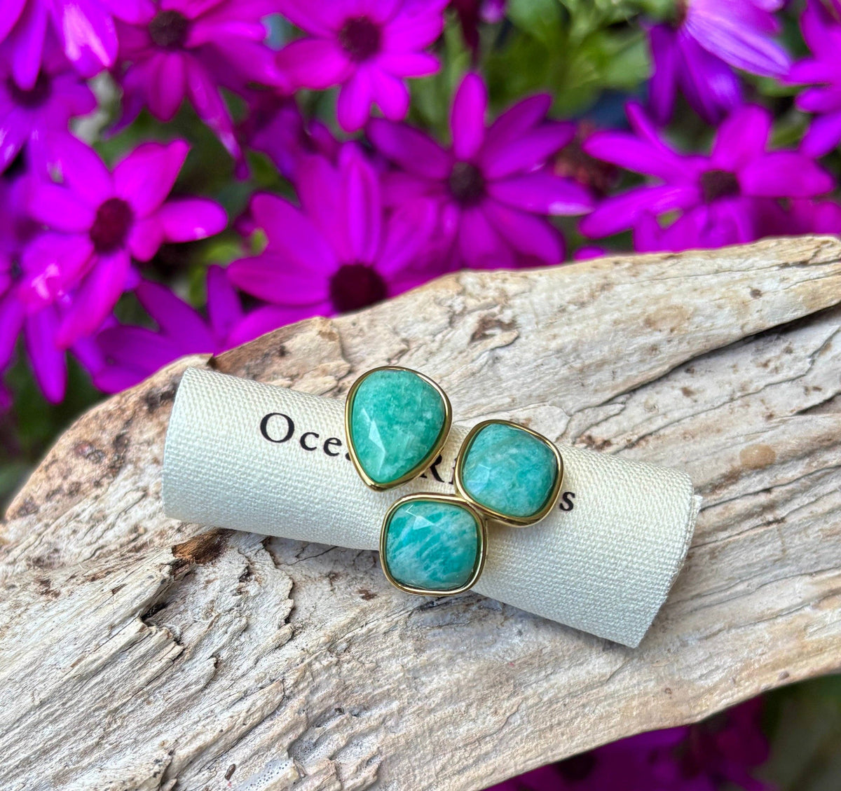 Amazonite Triple Stone Ring   