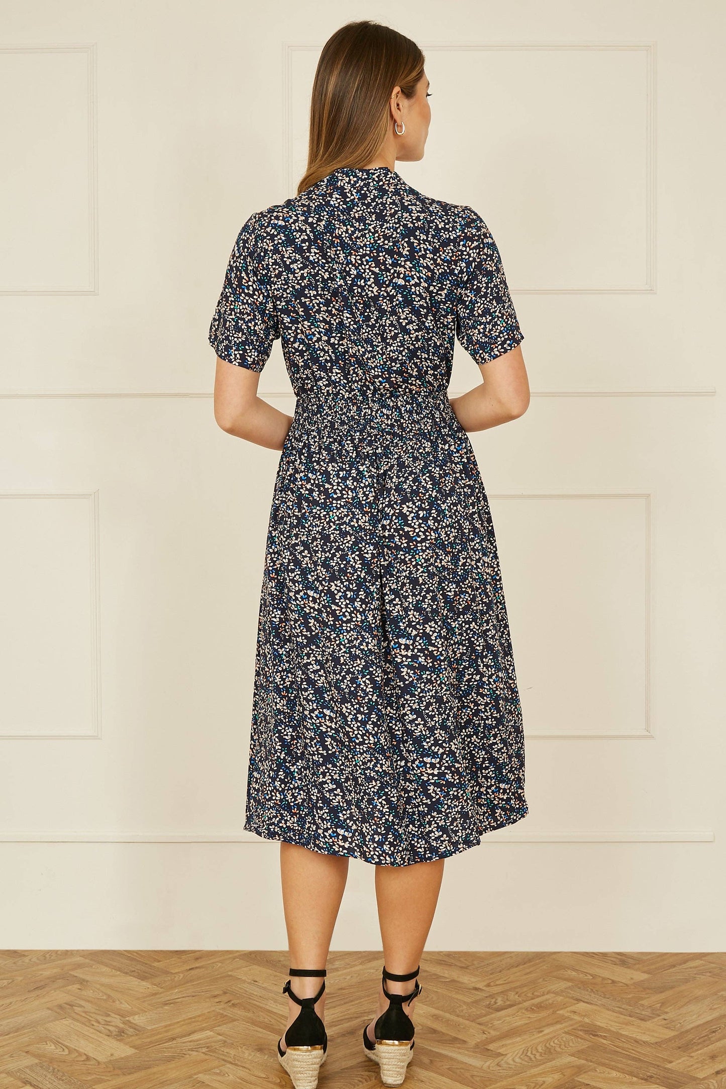 Navy Ditsy Kjole