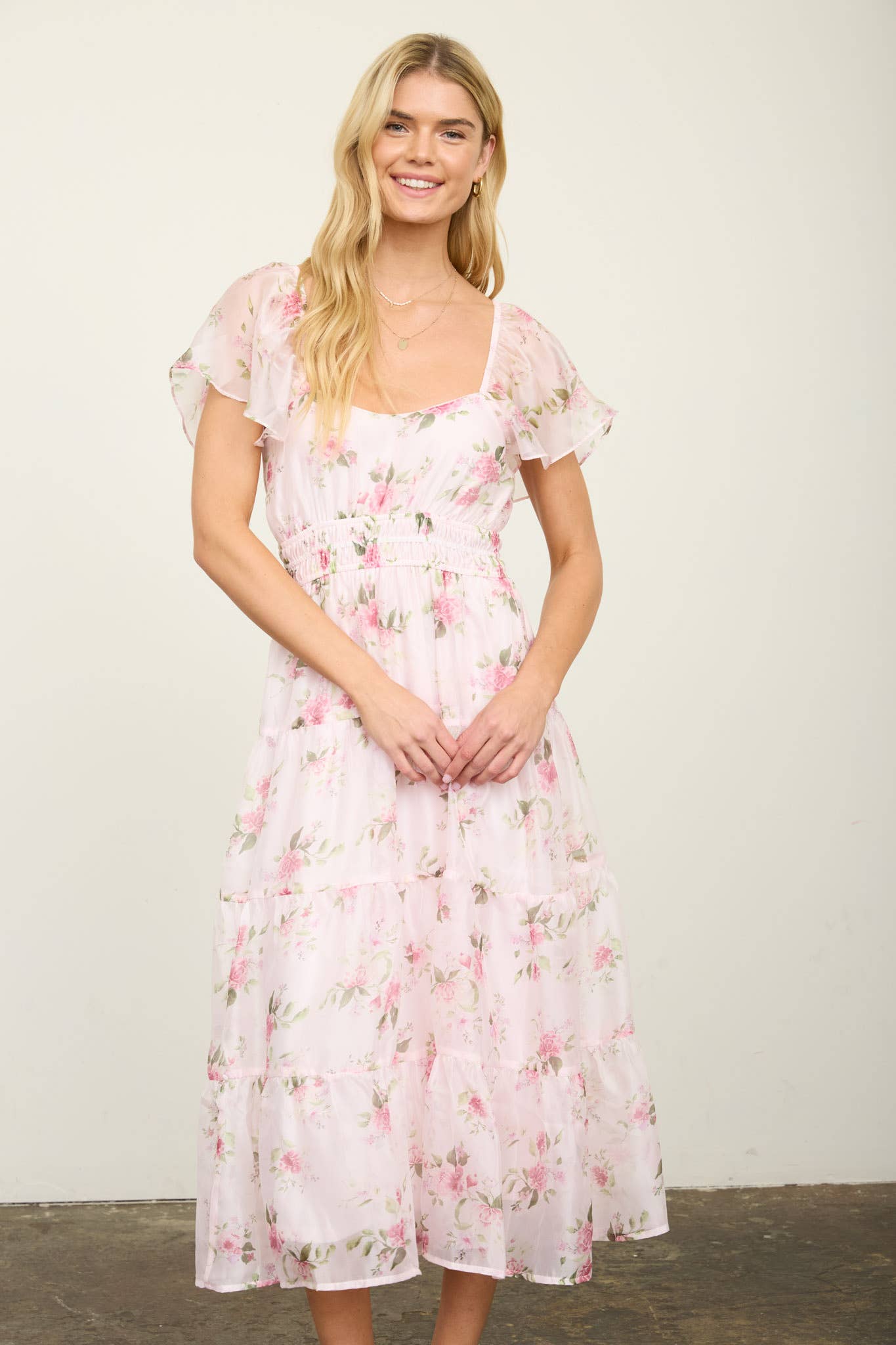 Chiffon Shirred Midikjole