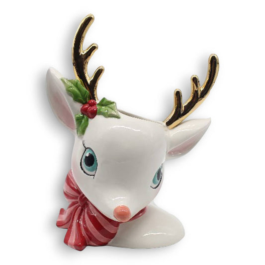 Retro Deer Head Vase Hvit