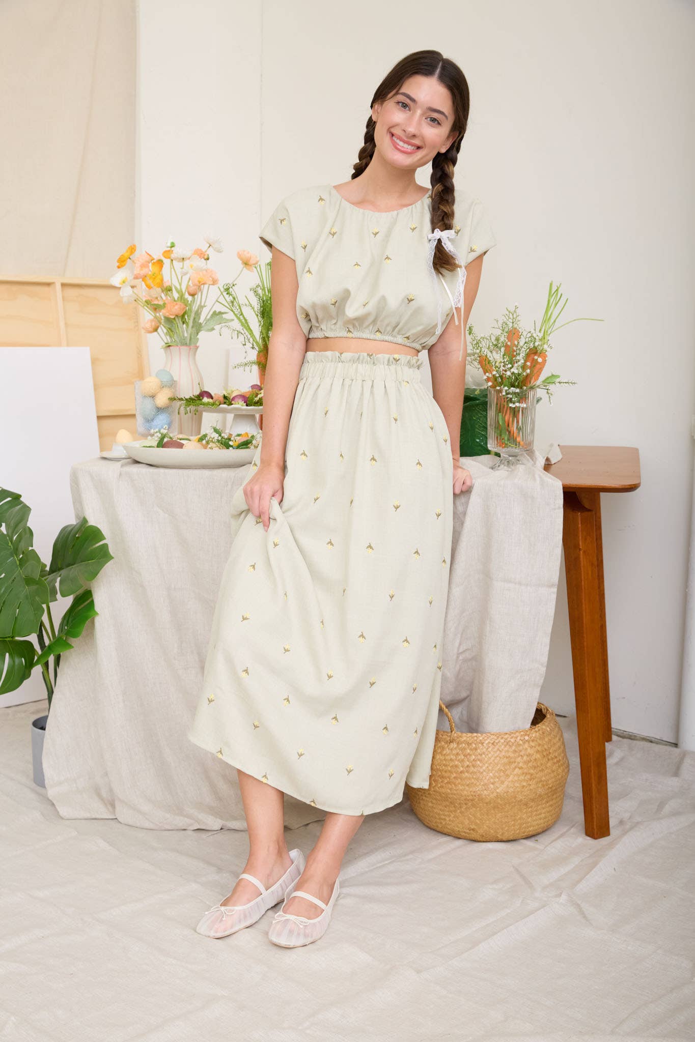 Floral Ruffle Midiskirt