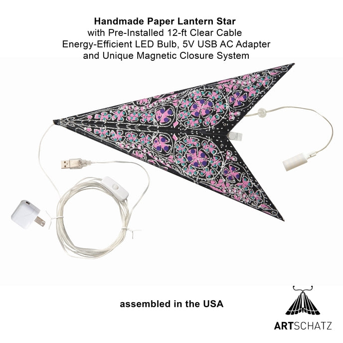 Adventsstjerne Cathedral Svart/Rosa 58 cm