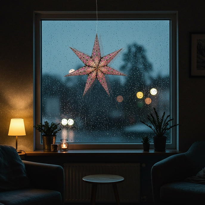 Adventsstjerne Cathedral Svart/Rosa 58 cm