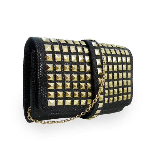 Studded Croc Clutch