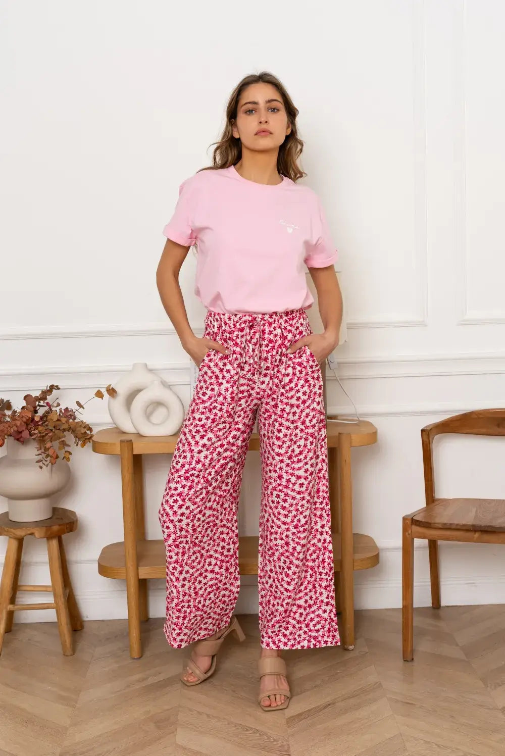 Wide Floral Bukse