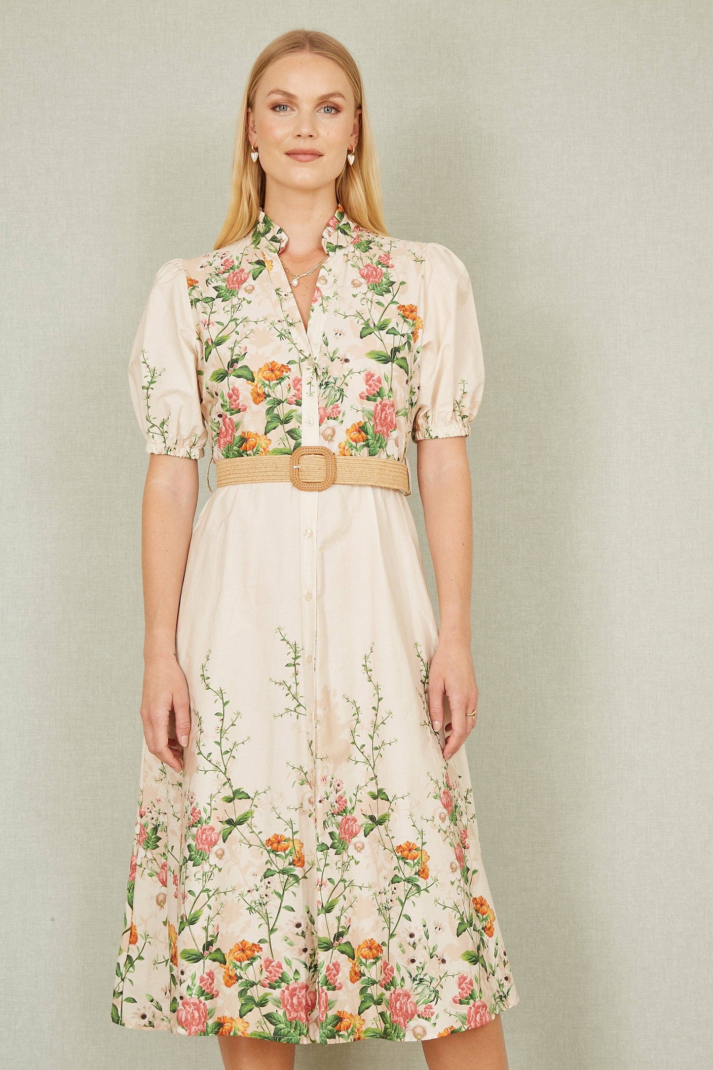 Floral Midi Skjortekjole