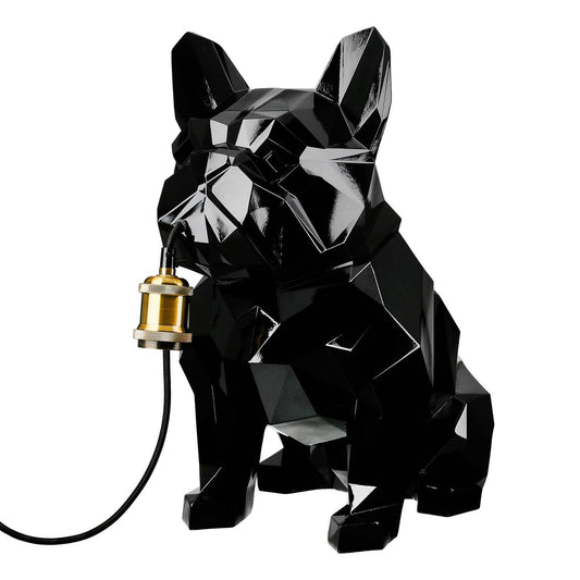 Frenchie Geo Svart Bordlampe