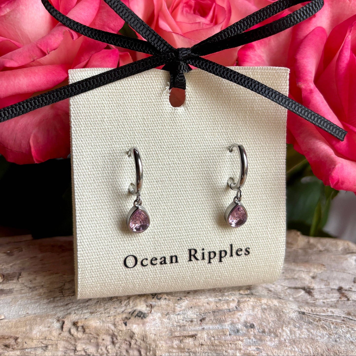 Pink Teardrop Øredobber