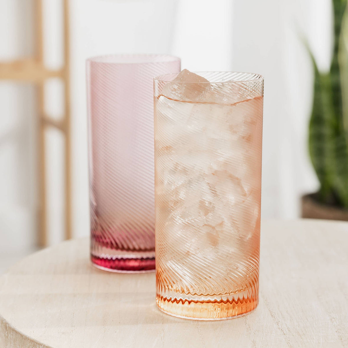 Twist Highball Tumblers Pink