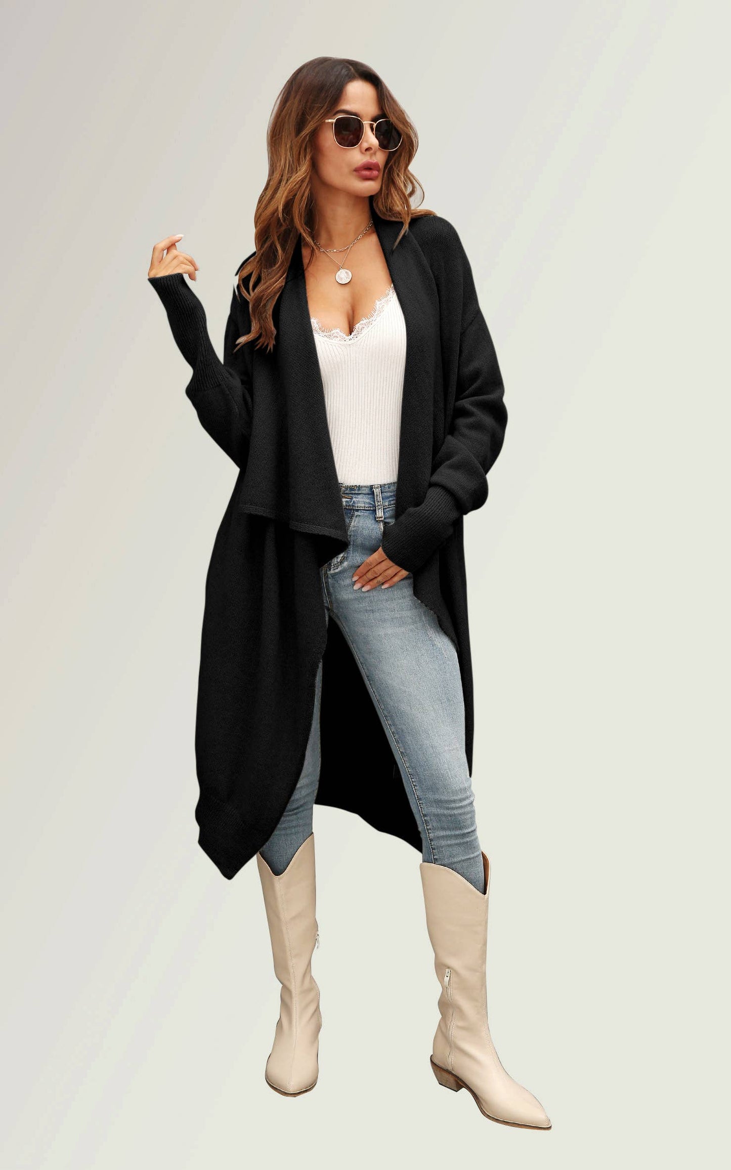 Black Pleat Cardigan