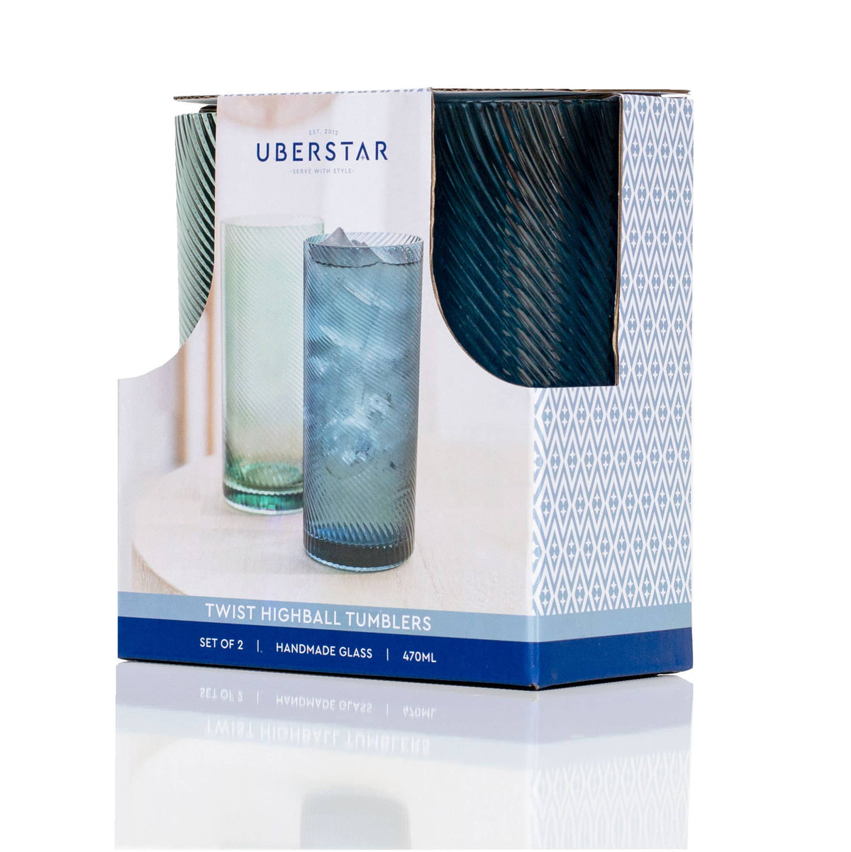 Twist Highball Tumblers Blue