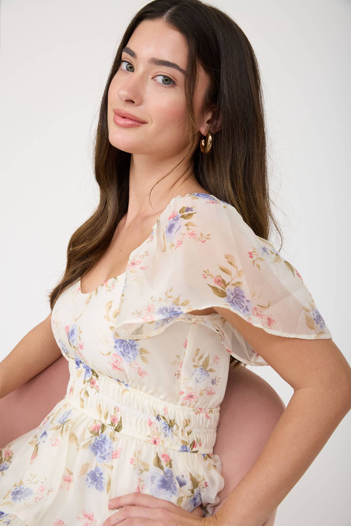 Chiffon Shirred Midikjole