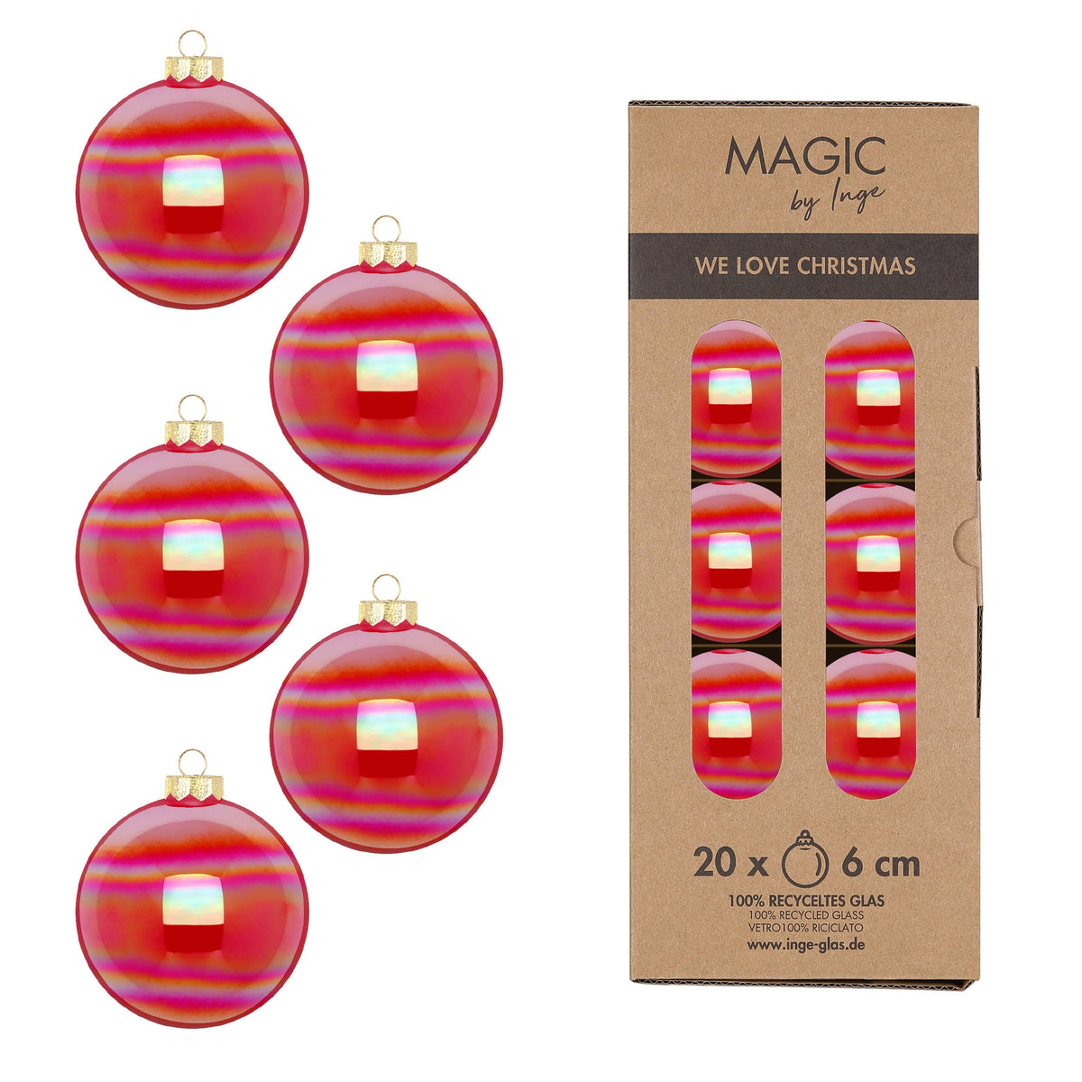 Glasskuler Dazzling Ruby 6 cm