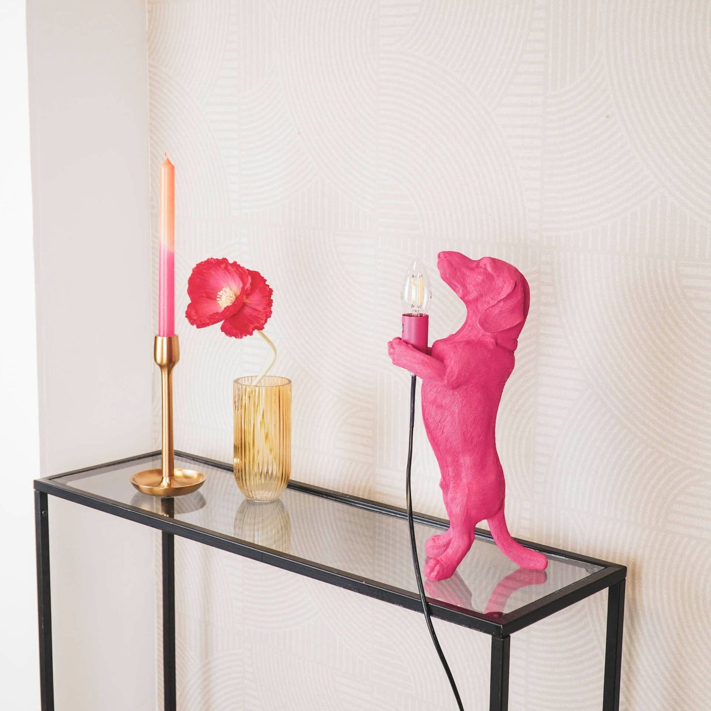 Dachshund Bordlampe Rosa