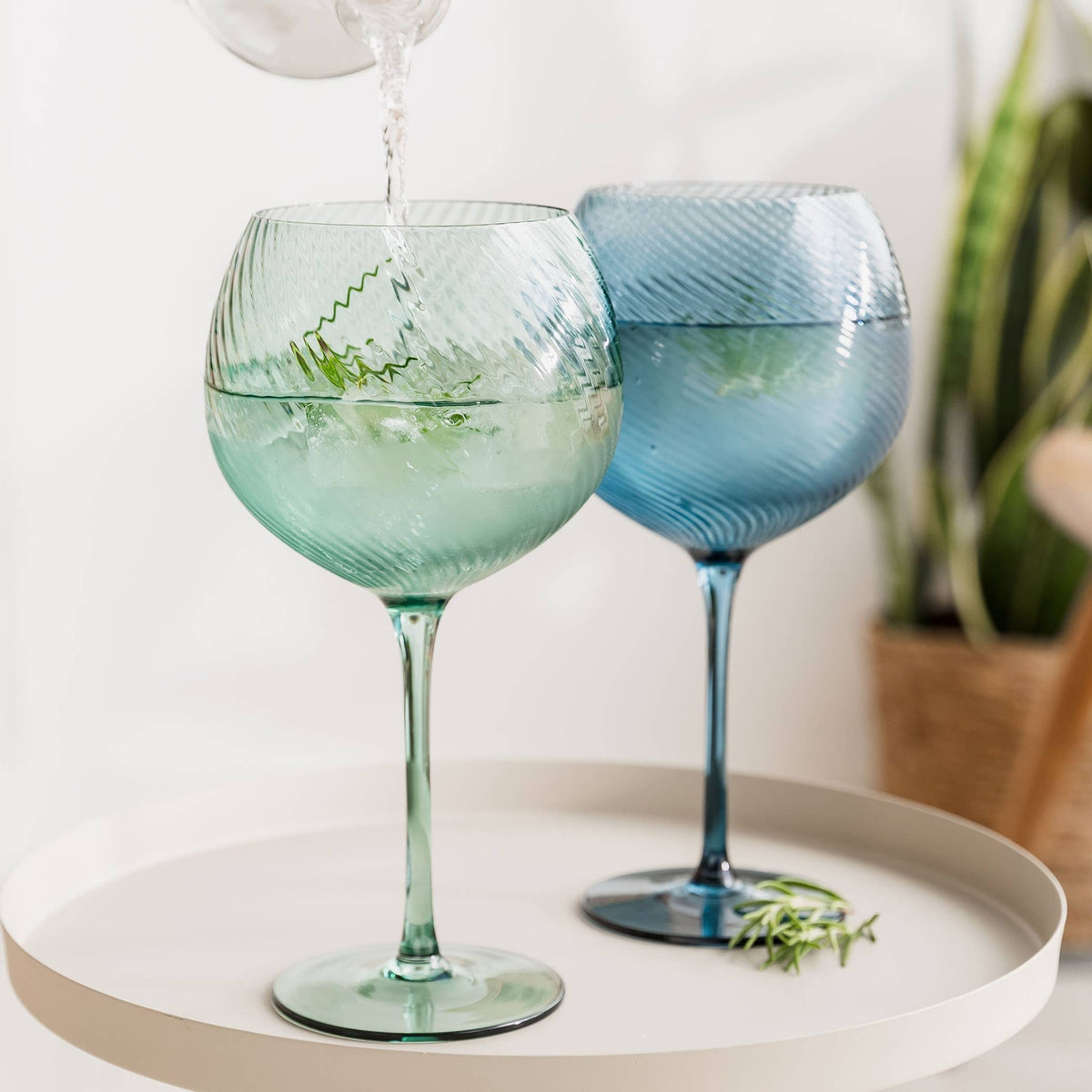 Twist Gin Glass Blue