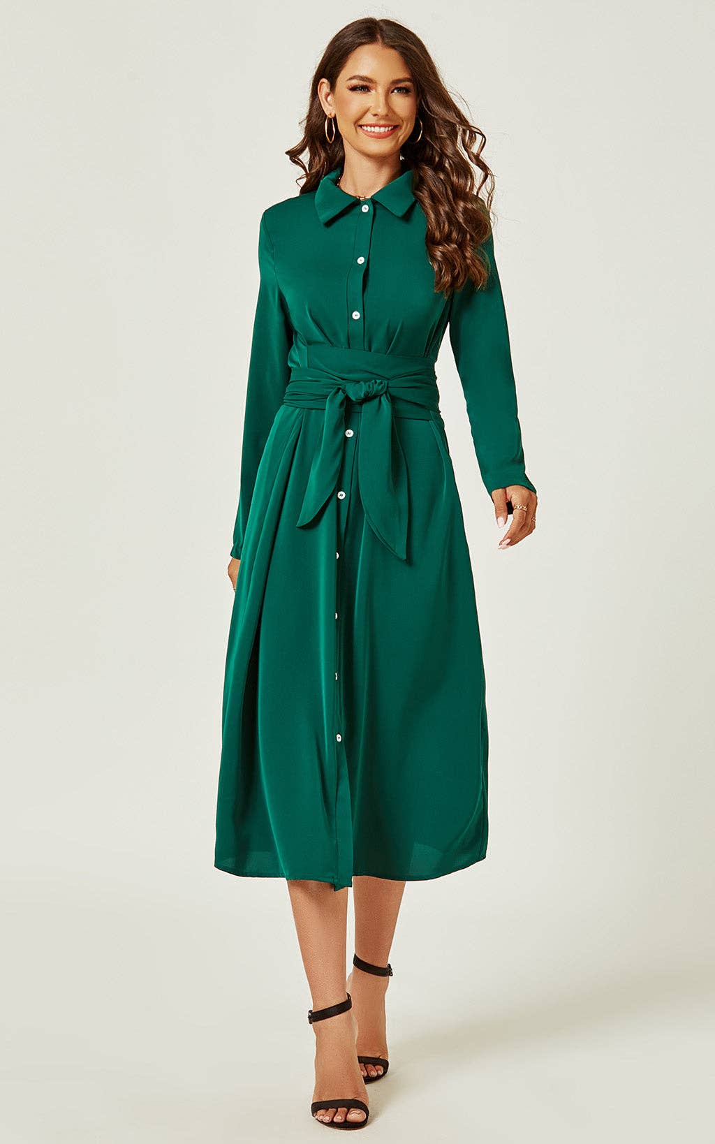 Green Wrap Skjortekjole