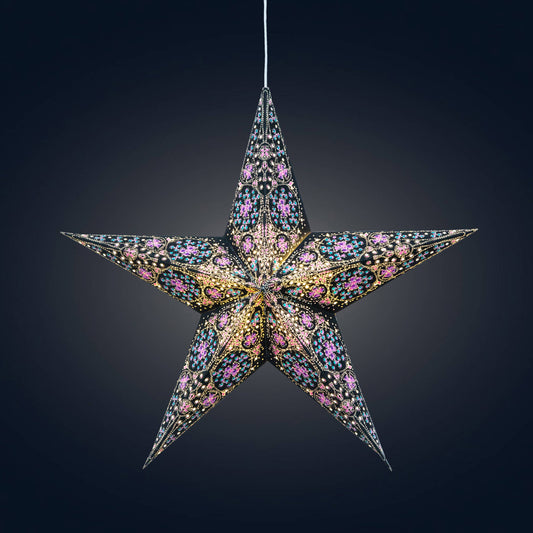 Adventsstjerne Cathedral Svart/Rosa 38 cm