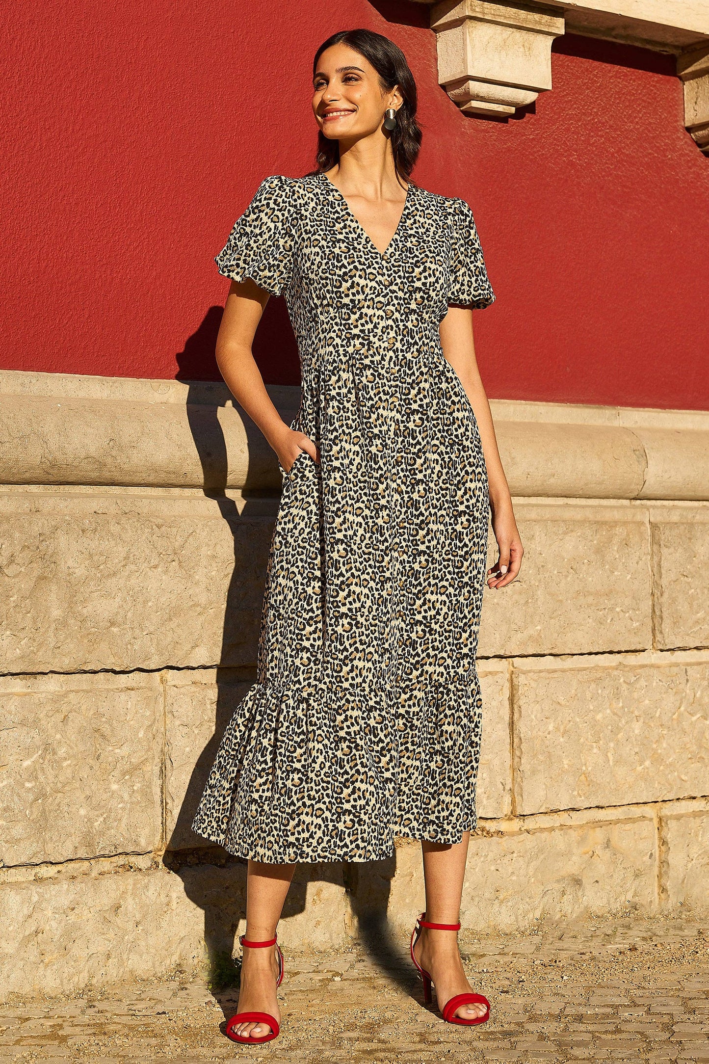 Midikjole med Leopardmønster