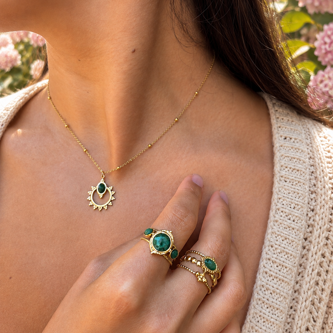Green Agate Ring