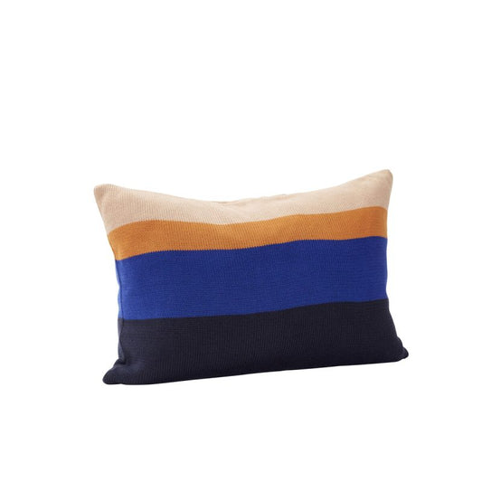 Line Knitted Cushion Blue/Black/Amber